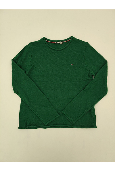 TOMMY HILFIGER Zelený Vlněný Pletený Pulovr Basic Vel. S