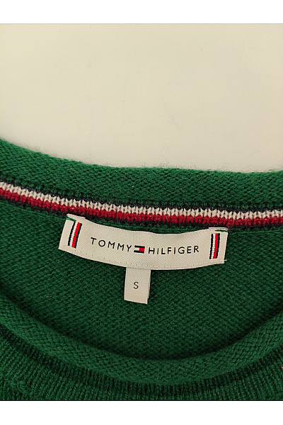TOMMY HILFIGER Zelený vlněný pletený pulovr basic Vel. S | TOMMY HILFIGER | obrázek 7