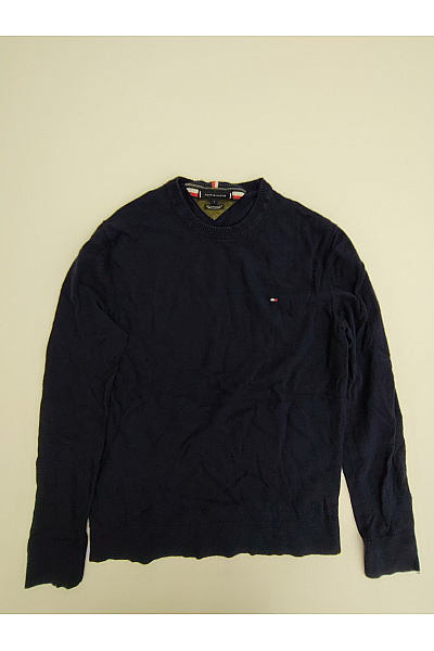 TOMMY HILFIGER Pánský Bavlněný Pulovr Basic Modrý Velikost US L