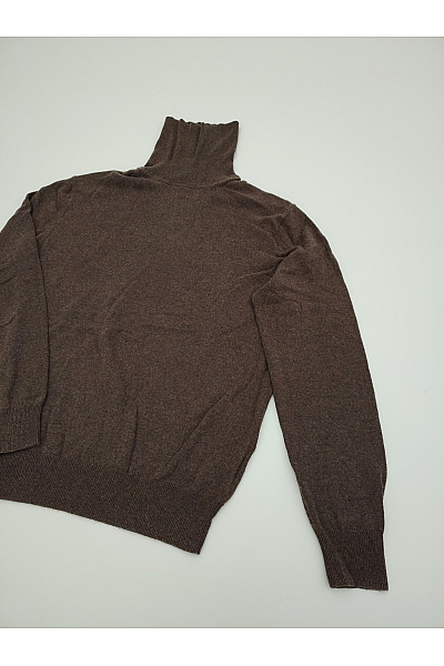 MAX TONSO CASHMERE Pánský hnědý kašmírový hedvábný rolák pulovr Vel. L | MAX TONSO CASHMERE | obrázek 3