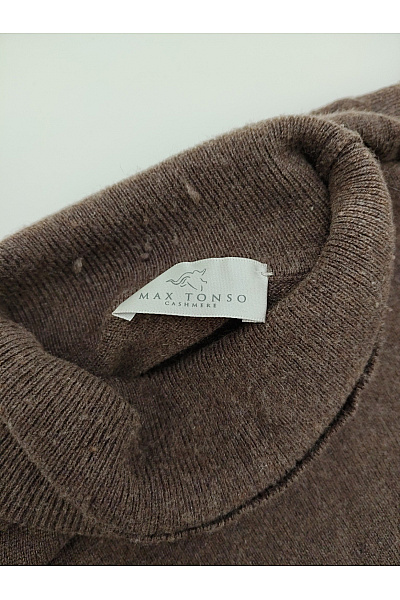MAX TONSO CASHMERE Pánský hnědý kašmírový hedvábný rolák pulovr Vel. L | MAX TONSO CASHMERE | obrázek 4