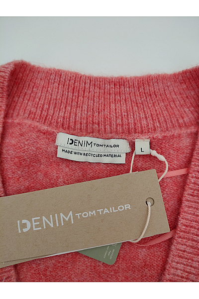 TOM TAILOR Červený vlněný pulovr do véčka oversized Vel. L | TOM TAILOR | obrázek 6