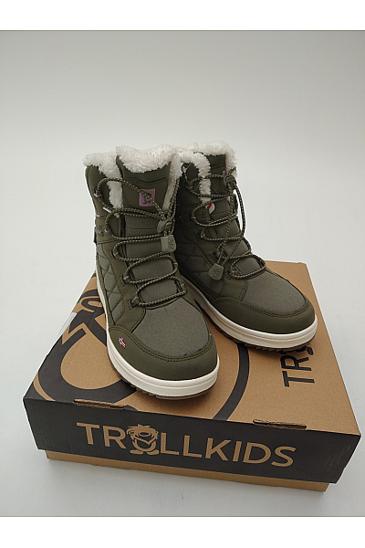 TROLLKIDS Dětské khaki zimní kotníkové sněhule s kožíškem Vel. EU 34 | TROLLKIDS | obrázek 10