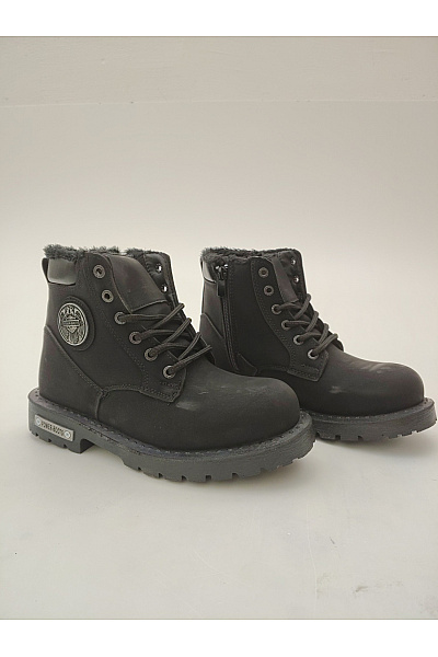 power boots Dětské černé kotníkové zimní zateplené šněrovací boty s kožíškem Vel. EU 37 | power boots | obrázek 2