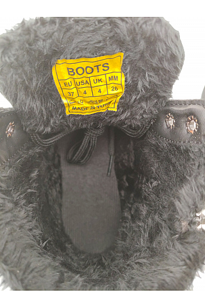 power boots Dětské černé kotníkové zimní zateplené šněrovací boty s kožíškem Vel. EU 37 | power boots | obrázek 7