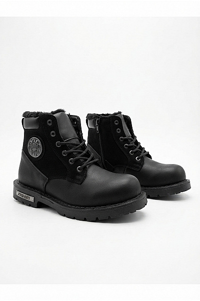 Power Boots Dětské černé Kotníkové Zimní Zateplené šněrovací Boty S Kožíškem Vel. EU 37