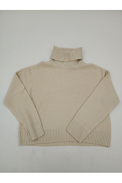 VERO MODA Béžový Pletený Rolák Oversized Velikost EU S