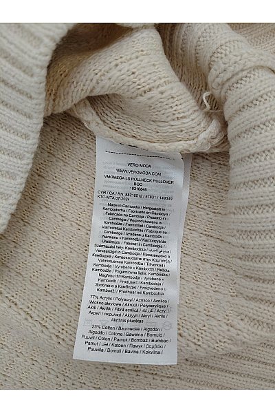 VERO MODA Béžový pletený rolák oversized Velikost EU S | VERO MODA | obrázek 5