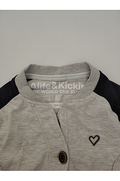 Alife and kickin Dámská šedá mikina na knoflíky s dlouhým rukávem Vel. S | alife and kickin | obrázek 4