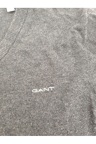 GANT Šedý vlněný pulovr s výstřihem do V basic Velikost S | GANT | obrázek 3