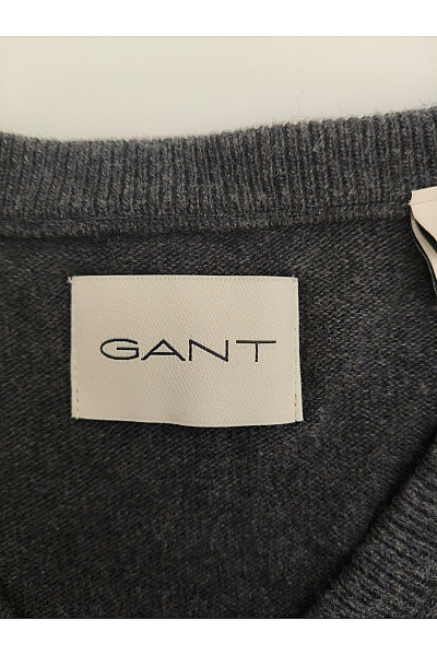 GANT Šedý vlněný pulovr s výstřihem do V basic Velikost S | GANT | obrázek 4