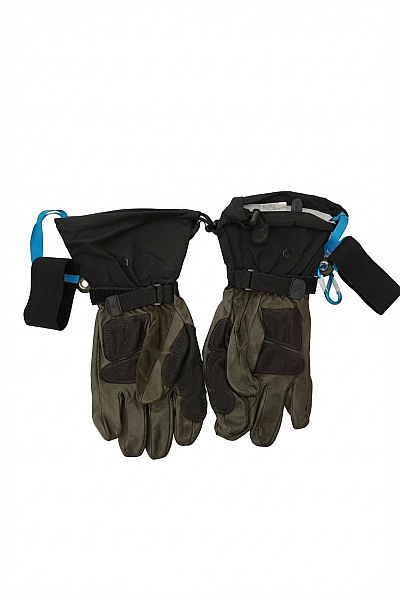 AUCLAIR Khaki Kožené Outdoorové Rukavice Gorpcore Velikost M