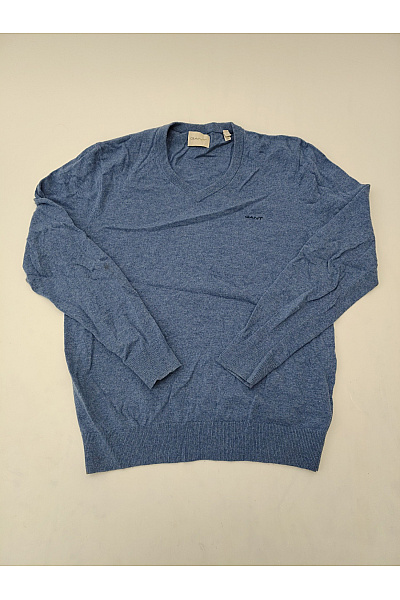 GANT Pánský vlněný pulovr do véčka modrý basic Vel. L | GANT | obrázek 2