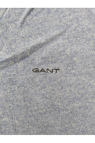 GANT Pánský vlněný pulovr do véčka modrý basic Vel. L | GANT | obrázek 3