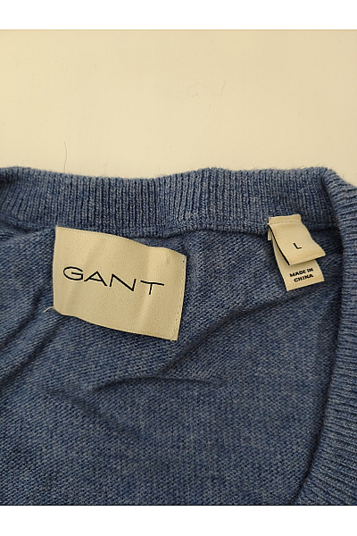 GANT Pánský vlněný pulovr do véčka modrý basic Vel. L | GANT | obrázek 5