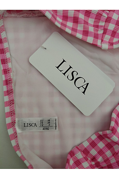 LISCA Růžové plavkové kalhotky s vysokým pasem a kostkovaným vzorem Vel. EU 38 | LISCA | obrázek 6