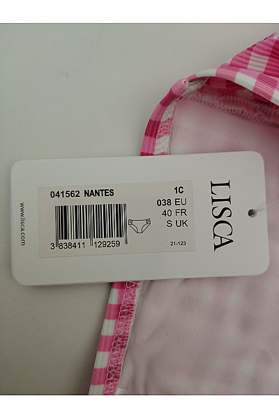 LISCA Růžové plavkové kalhotky s vysokým pasem a kostkovaným vzorem Vel. EU 38 | LISCA | obrázek 7