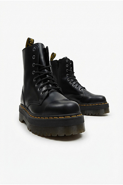 Dr.Martens Černé Kožené Kotníkové Workery Na Platformě šněrovací Zip Vel. 45