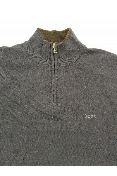 HOSS Pánský vlněný pulovr na zip modrý Vel. L | HOSS | obrázek 2