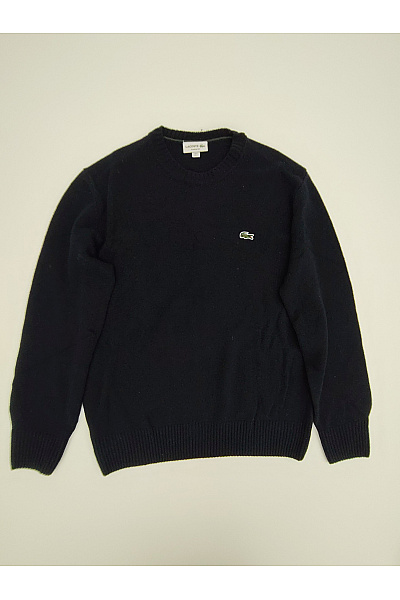LACOSTE Černý Vlněný Pulovr S Dlouhým Rukávem Basic Vel. L