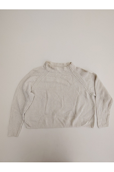 SELECTED Béžový Pletený Crop Pulovr Se Stojáčkem Velikost XL