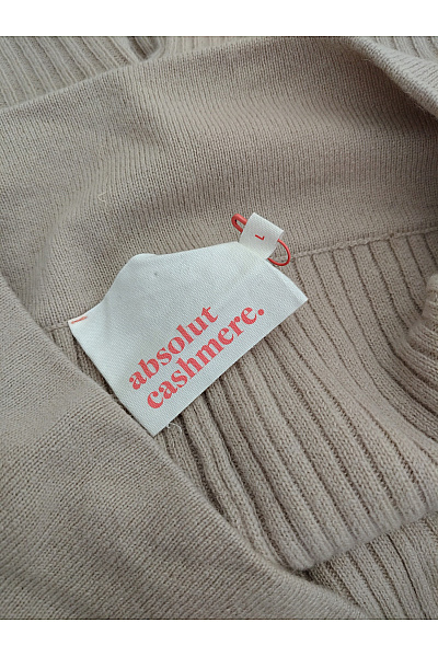 ABSOLUT CASHMERE Béžové vlněné žebrované pletené kalhoty s vysokým pasem Velikost L | ABSOLUT CASHMERE | obrázek 6
