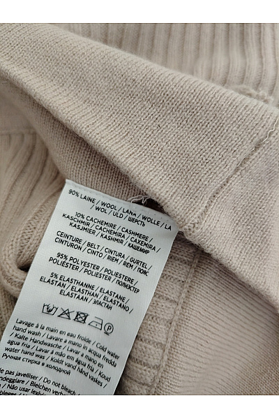 ABSOLUT CASHMERE Béžové vlněné žebrované pletené kalhoty s vysokým pasem Velikost L | ABSOLUT CASHMERE | obrázek 7