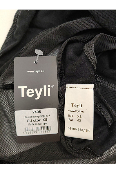 TEYLI Černé dámské body s průsvitnými detaily Vel. EU XS | TEYLI | obrázek 8