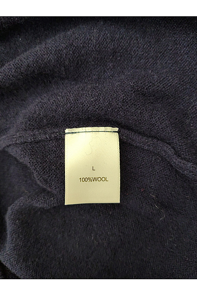 MAX TONSO CASHMERE Dámský vlněný pulovr s výstřihem do V modrý basic Velikost L | MAX TONSO CASHMERE | obrázek 5