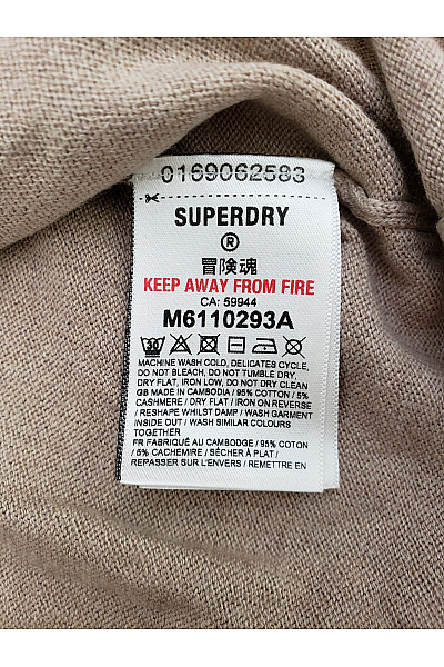 SUPERDRY Béžový bavlněný pulovr basic Vel. 2XL | SUPERDRY | obrázek 6