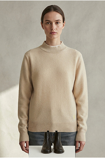 Scotch & Soda Béžový Dámský Pletený Pulovr Se Stojáčkem Basic Velikost S