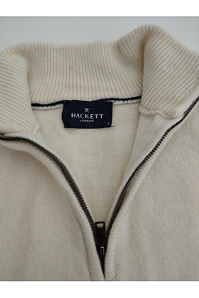 HACKETT Béžový vlněný chlapecký svetr se záplatami na loktech smart casual | HACKETT | obrázek 4