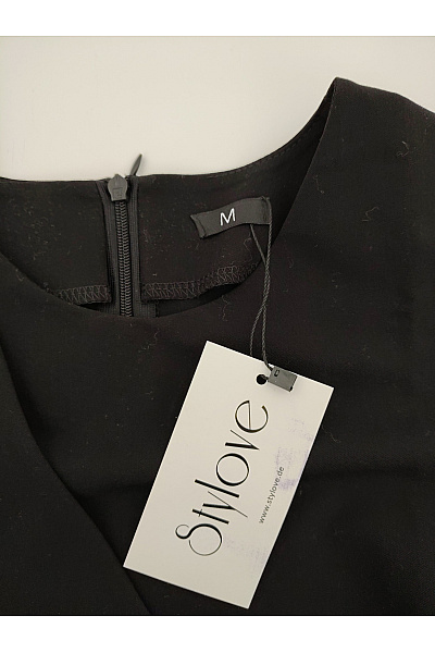 Černé zavinovací šaty s páskem elegantní minimalistické Velikost M | Unimoda | obrázek 5