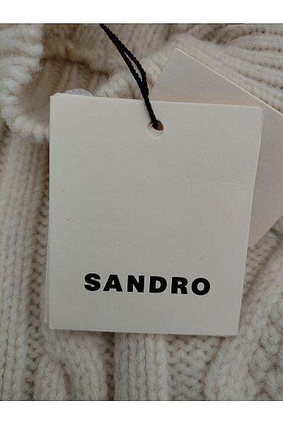 Sandro Béžový vlněný pulovr s copánkovým vzorem a stojáčkem Velikost S | sandro | obrázek 6