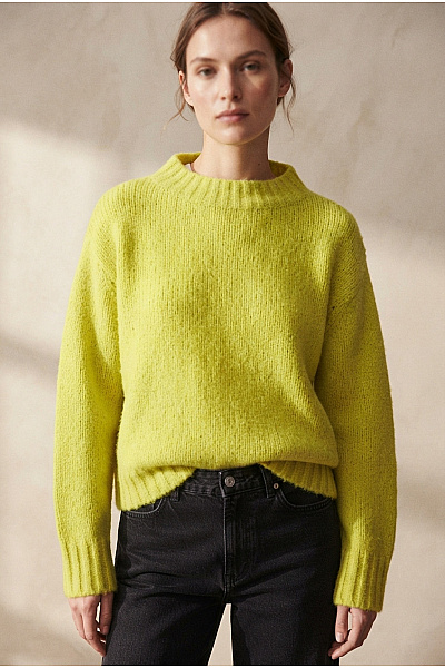 MAX&CO. Dámský Oversized Pletený Pulovr Se Stojáčkem žlutý Vel. IT S