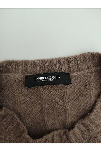 LAWRENCE GREY Pánský hnědý kašmírový pulovr s copánkovým vzorem Velikost L | LAWRENCE GREY | obrázek 4