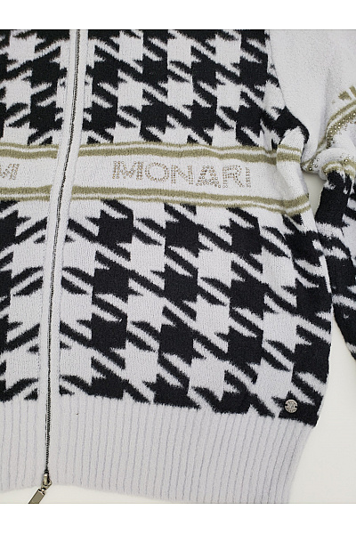 monari Dámský pletený kardigan na zip se stojáčkem černobílý vzorovaný Velikost EU 42 | monari | obrázek 4