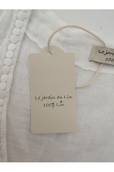 LE MONDE DU LIN Bílá lněná halenka s krátkým rukávem a výstřihem do V Vel. FR 42 | LE MONDE DU LIN | obrázek 7