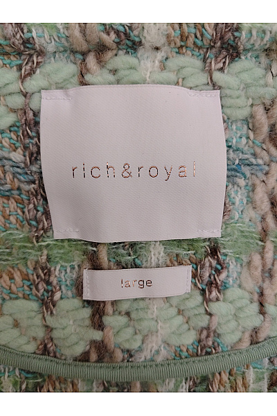 RICH&ROYAL Zelené vlněné sako se strukturou bez límce Vel. L | RICH&ROYAL | obrázek 4