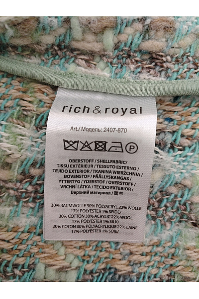 RICH&ROYAL Zelené vlněné sako se strukturou bez límce Vel. L | RICH&ROYAL | obrázek 5