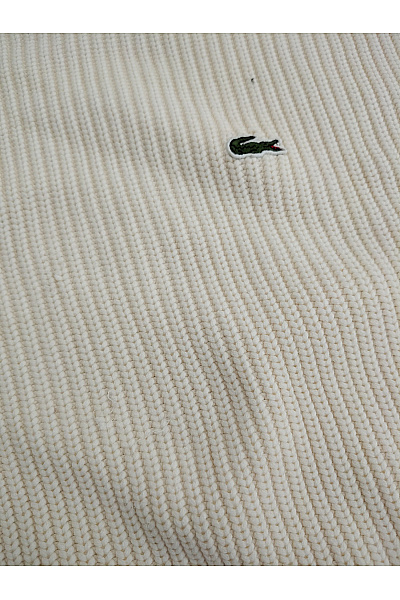 LACOSTE Béžový bavlněný pletený pulovr oversized Velikost FR 8 | LACOSTE | obrázek 4
