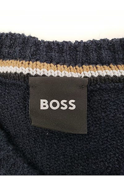 HOSS Modrý bavlněný pletený pulovr basic Vel. L | HOSS | obrázek 5