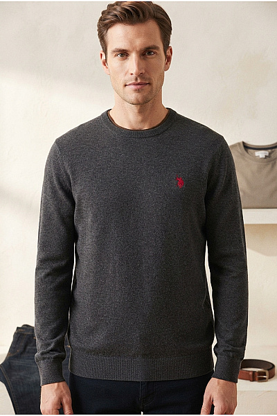 U.S.POLO ASSN. Pánský šedý Bavlněný Pulovr Basic Velikost US Xl