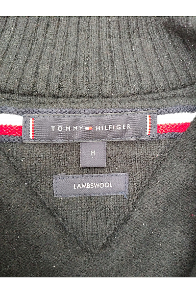 TOMMY HILFIGER Černý vlněný pulovr se stojáčkem na zip Velikost M | TOMMY HILFIGER | obrázek 6