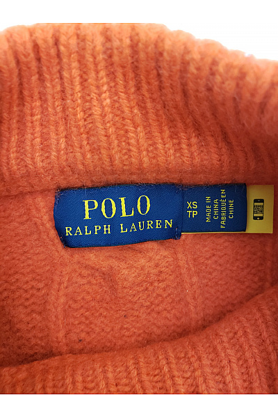 Ralph Lauren Oranžový vlněný pulovr s copánkovým vzorem a stojáčkem Vel. US XS | Ralph Lauren | obrázek 7