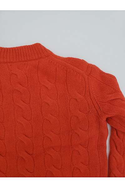 Ralph Lauren Oranžový vlněný pulovr s copánkovým vzorem a stojáčkem Vel. US XS | Ralph Lauren | obrázek 9