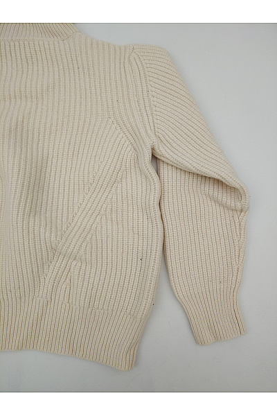 Woolrich Béžový vlněný rolák pletený žebrovaný zimní pulovr Vel. L | Woolrich | obrázek 7