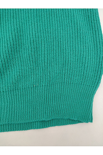 Cashmere Zelený pletený žebrovaný pulovr oversized Vel. XL | Cashmere | obrázek 3
