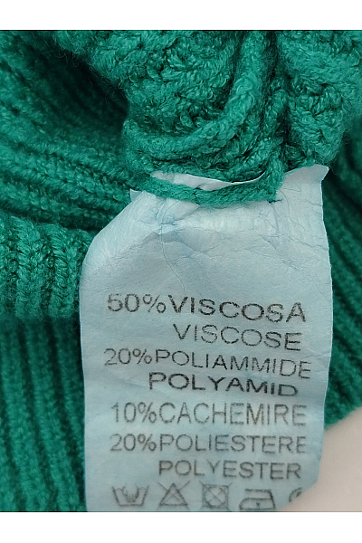 Cashmere Zelený pletený žebrovaný pulovr oversized Vel. XL | Cashmere | obrázek 4