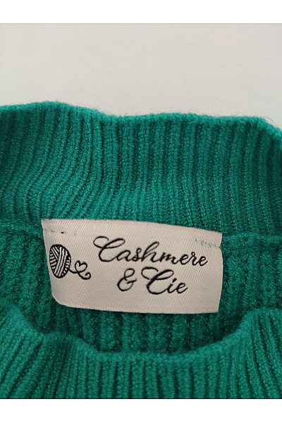 Cashmere Zelený pletený žebrovaný pulovr oversized Vel. XL | Cashmere | obrázek 5
